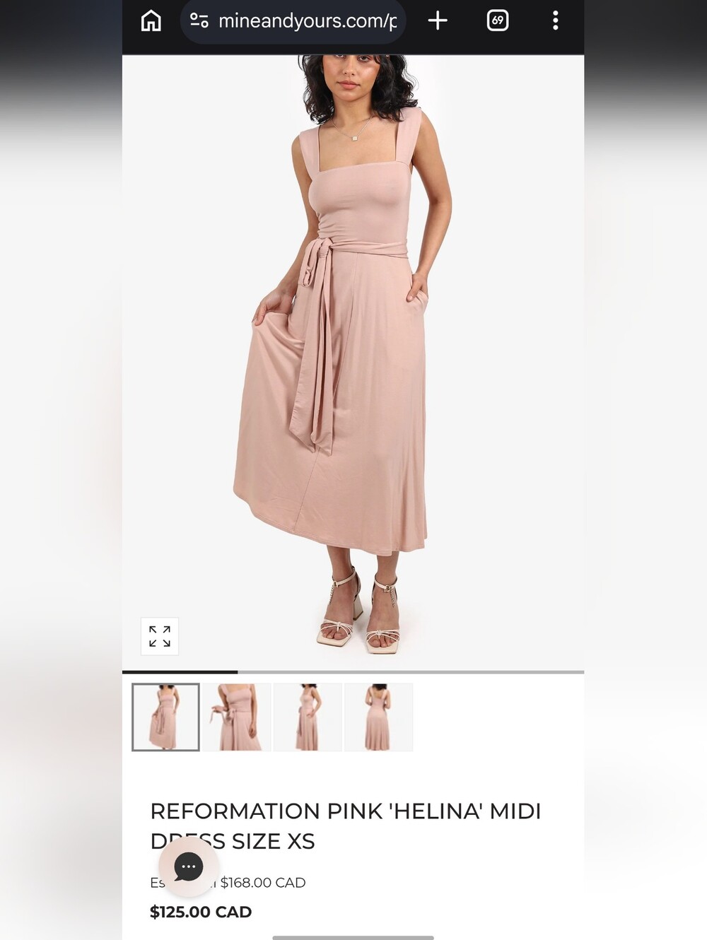 New Reformation Jeans Helina Blush Pink Tie-Waist Maxi Dress In Medium